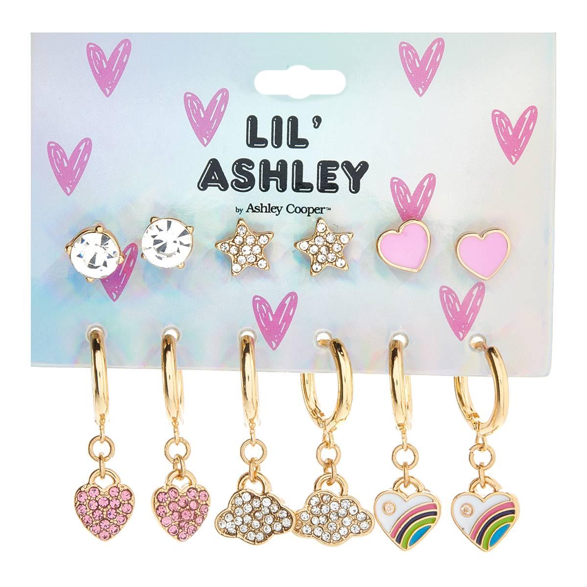 Kids Lil’ Ashley 6pr. Unicorns/Hearts/Bows/Butterflies Earrings