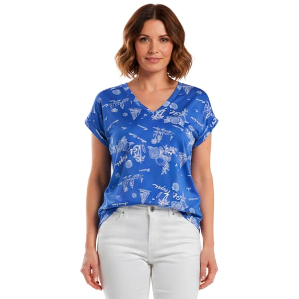 Womens Bobeau Short Sleeve Tropical Coastal Tee - image 
