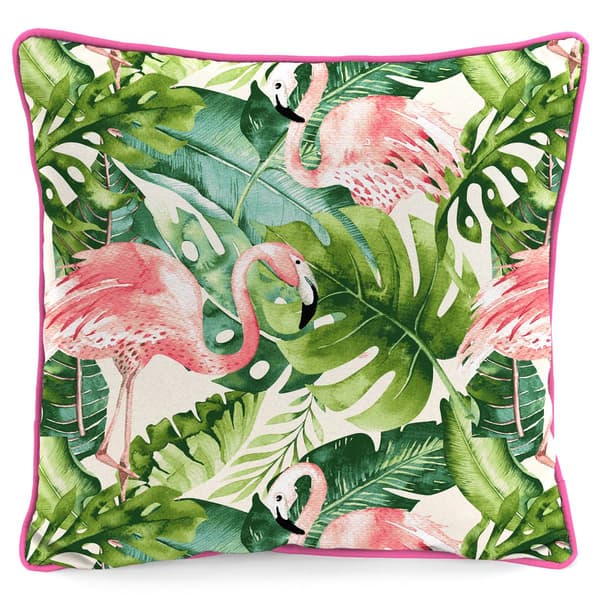 Jordan Manufacturing On Island Time Flamingo Outdoor Throw Pillow