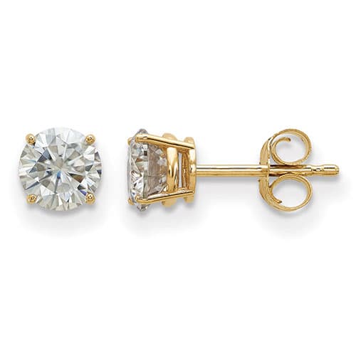 True Light™ 5.0mm Round Moissanite Basket Post Earrings