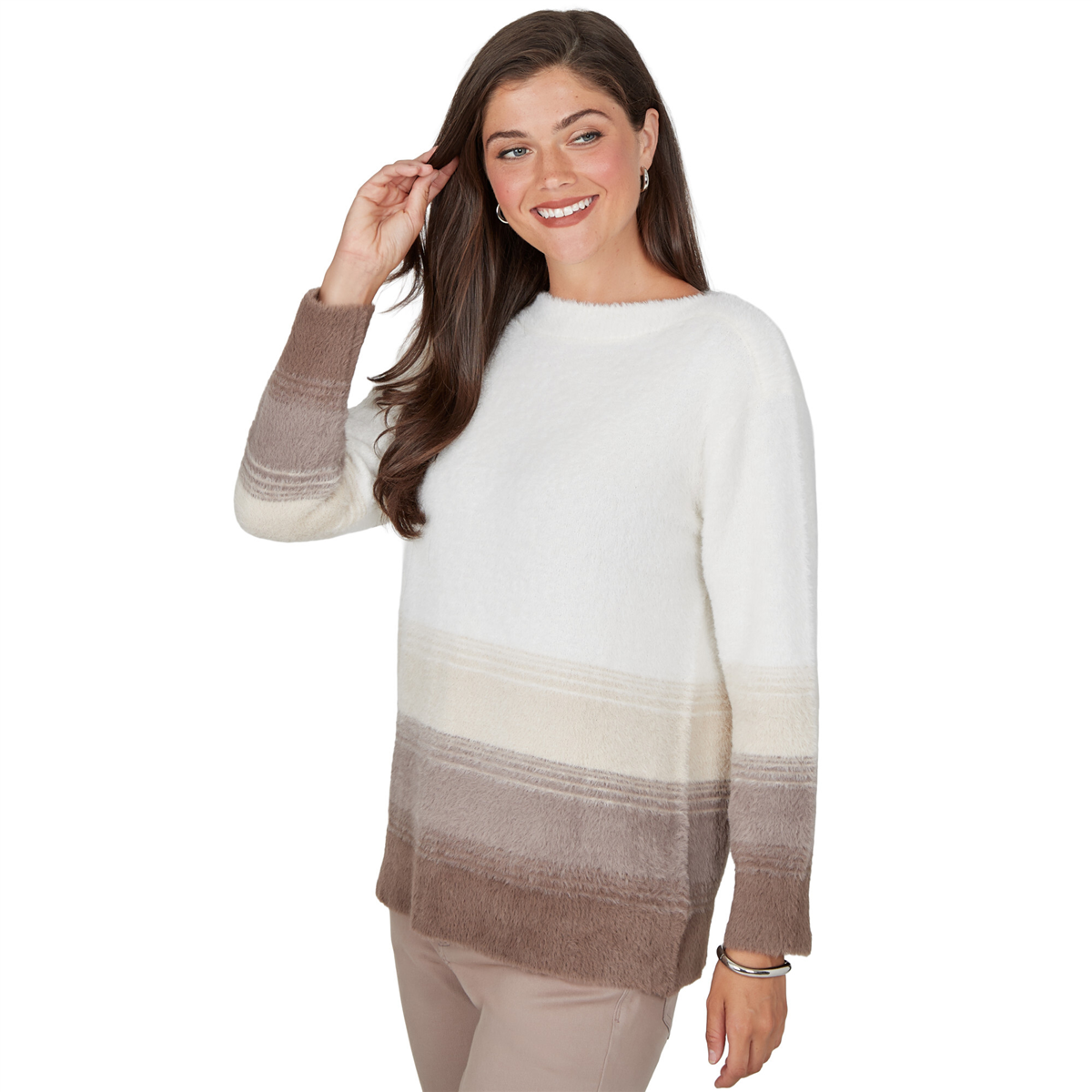 Petite Ruby Rd. Mythical Long Sleeve Ombre Eyelash Sweater
