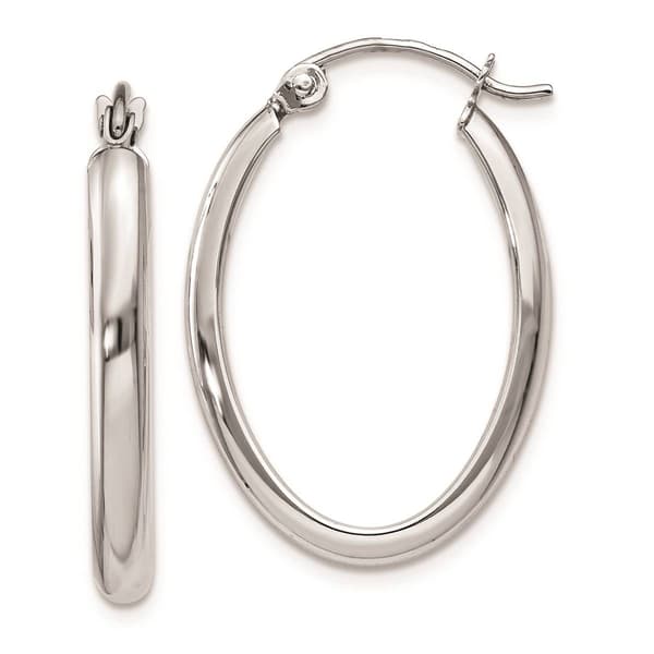 Gold Classics(tm) 14kt. White Gold 13x2.75mm Hoop Earrings - image 