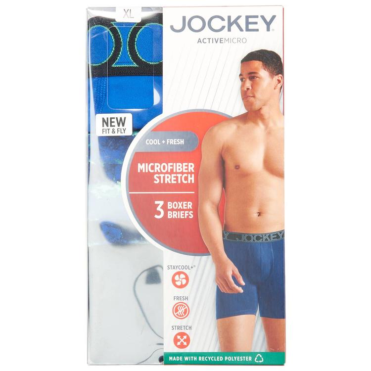 Mens Jockey® 3pk. Active Micro Boxer Briefs - Blue