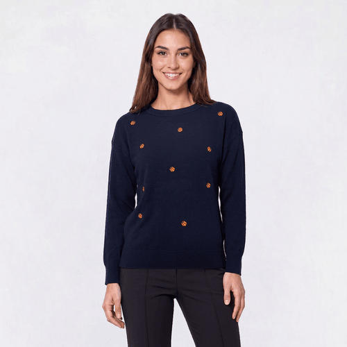 Petite Rio & Rian Long Sleeve Embroidered Basketballs Sweater - image 