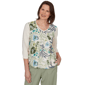 Petite Alfred Dunner Indigo Girls Floral Sequin Blouse - image 1