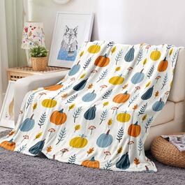 Spirit Linen Home&#8482; Velvet  Harvest White Pumpkin Throw Blanket