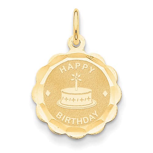 Gold Classics&#40;tm&#41; Polished Satin Happy Birthday Charm - image 