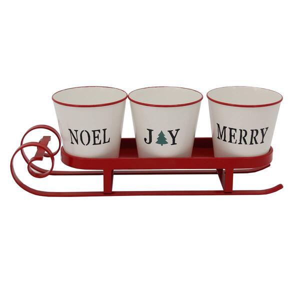 Northlight Seasonal 18.75in. Sleigh Buckets Table Centerpiece - image 