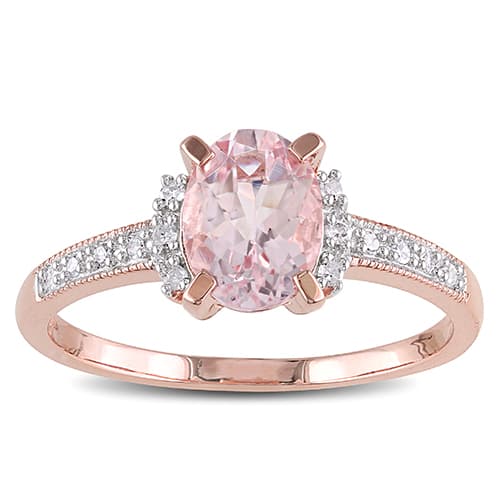 Gemstone Classics&#40;tm&#41; Silver w/ Diamond & Morganite Rings