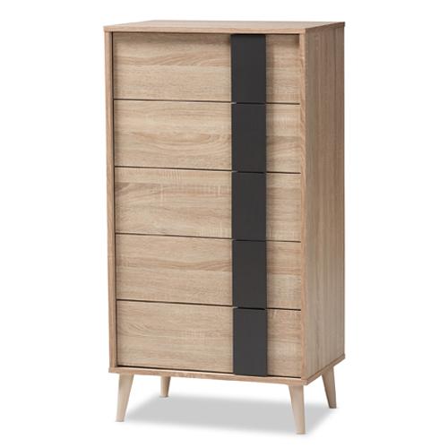 Baxton Studio Lisen 5 Drawer Chest