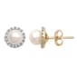 Gemstone Classics(tm) Pearl & White Sapphire Halo Earrings - image 1