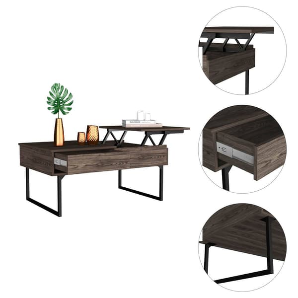 FM FURNITURE Hamilton Dark Walnut Lift Top Coffee Table