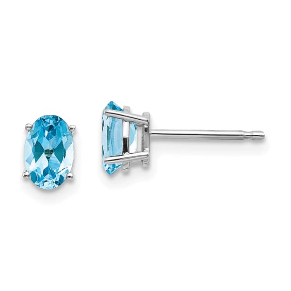Gemstone Classics(tm) White Gold 6mm. Blue Topaz Earrings - image 
