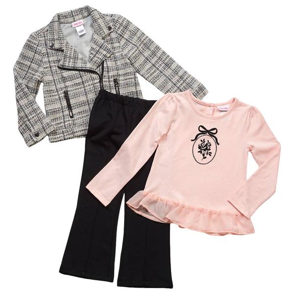 Girls (4-6x) Little Lass(R) 3pc. Tweed Jacket Top & Pants Set - image 