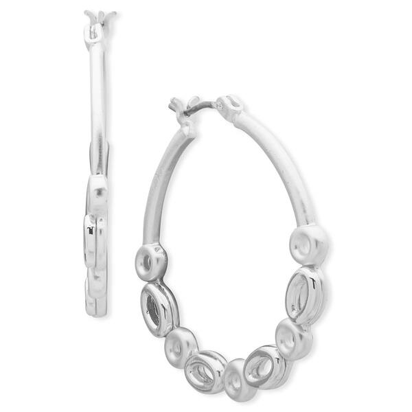 Chaps Silver-Tone Link Hoop Click-Top Earrings - image 
