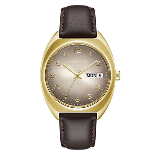 Mens Caravelle Brown Leather Strap Watch - 44C109