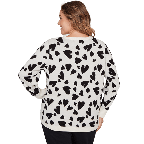 Plus Size Emaline Dusted Petals Long Sleeve Heart Sweater