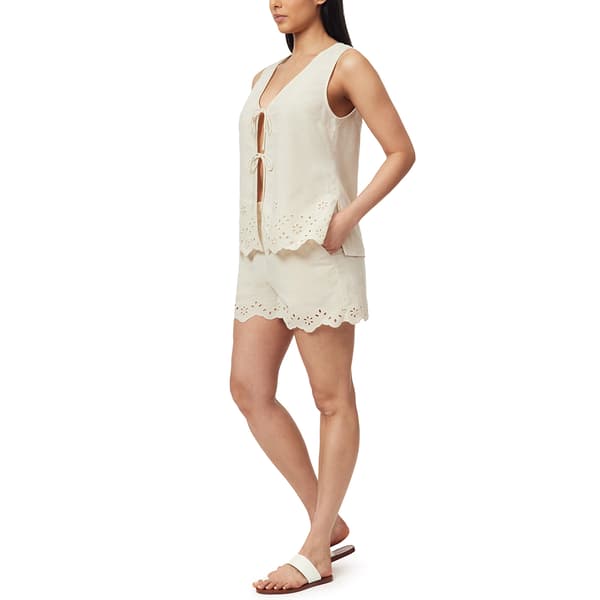 Juniors Wallflower Caprice Linen Tie Vest Eyelet Hem Top