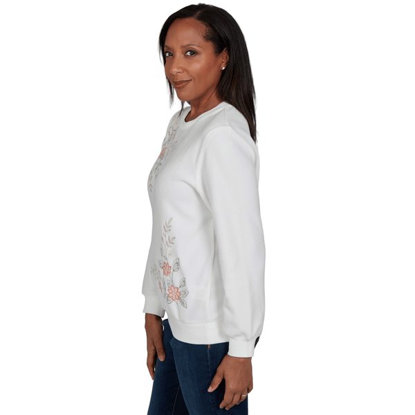 Petite Alfred Dunner Classics Floral Embroidered Sweatshirt