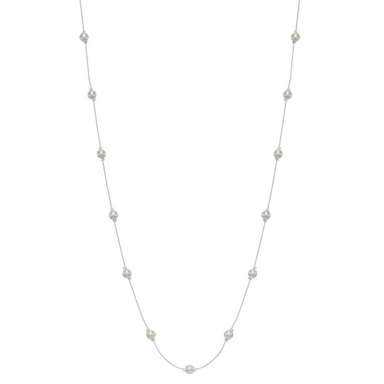 You''re Invited White Faux Pearl Illusion Strandage Necklace
