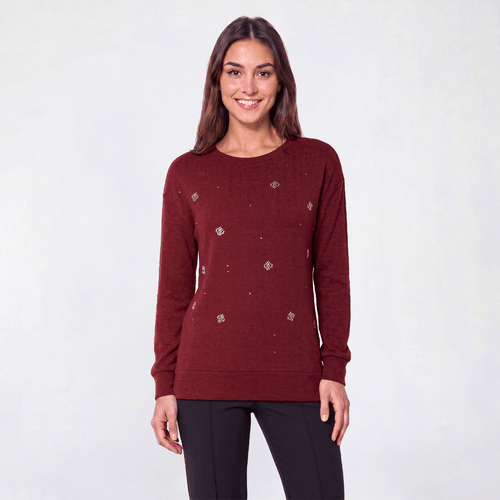 Womens BB Dakota Cozy Embellished Hacci Sweater - image 