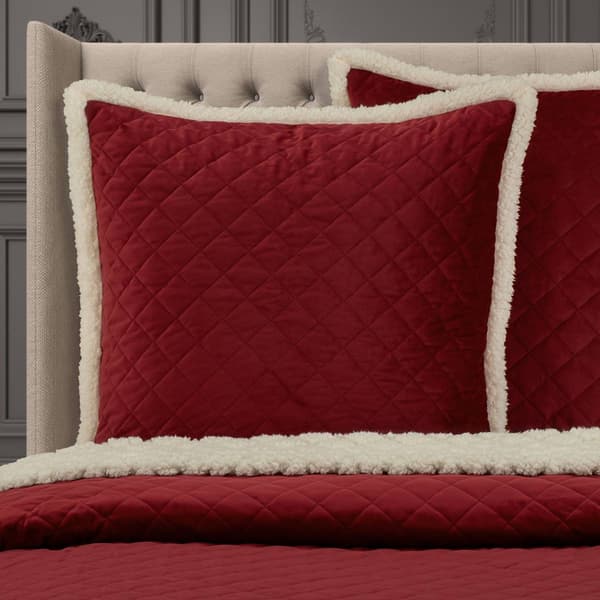 J. Queen New York Casey Sherpa Crimson Euro Quilted Sham