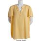 Plus Size Napa Valley Flutter Sleeve Pleated Henley Blouse - image 4