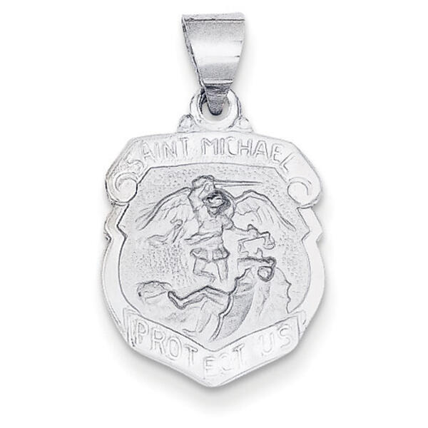 Unisex Gold Classics&#40;tm&#41; 14kt. White Gold Saint Michael Medal - image 