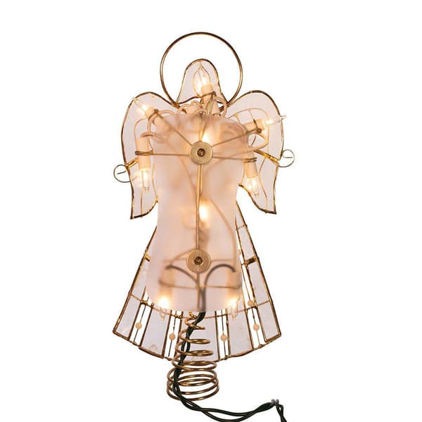 Kurt Adler 10-Light Capiz Angel Treetop w/ Scroll Design & Pearls