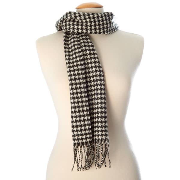 V. Fraas Houndstooth Cashmink Muffler Scarf - image 