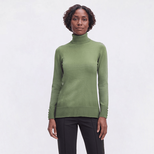 Womens Retrology Long Button Sleeve Turtleneck Sweater