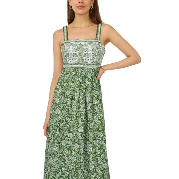 Womens Cece Sleeveless Square Neck Floral Poplin Maxi Dress