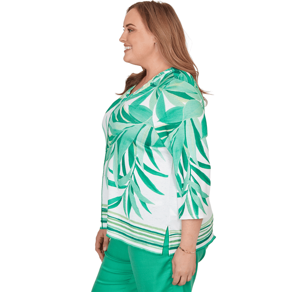 Plus Size Alfred Dunner Resort Living V Neck Artisan Leaf Blouse