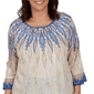 Plus Size Alfred Dunner Tuscany 3/4 Sleeve Ikat Burnout Blouse - image 5
