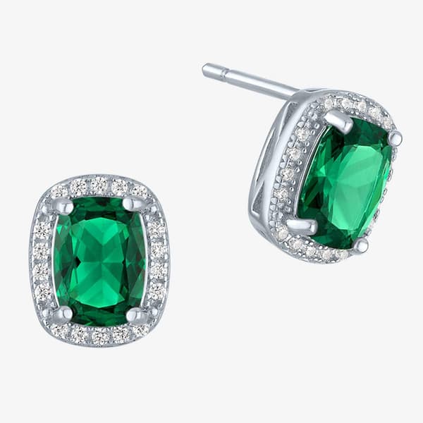 Nova Star(R) Lab Grown Emerald & Lab Grown Diamond Stud Earrings