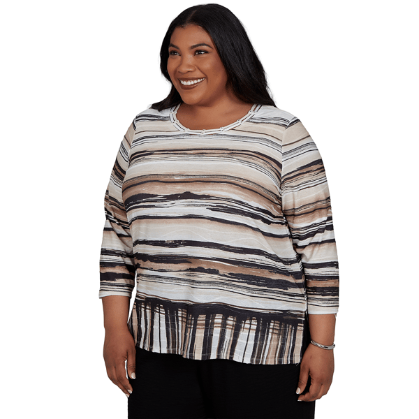 Plus Size Alfred Dunner Travel Advisory Scratched Stripe Blouse