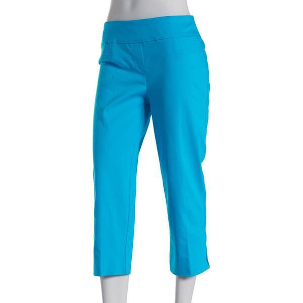 Womens Zac & Rachel Solid Pull On Crop Pants - image 