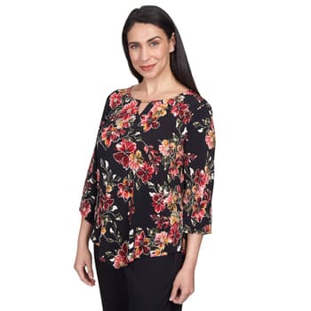 Womens Alfred Dunner Classics Tossed Floral Pointed Hem Tee - Boscov's