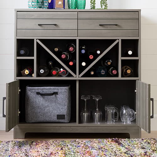 South Shore Vietti Bar Cabinet with Bottle Storage & Drawers