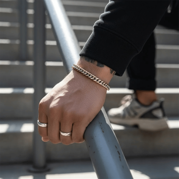 Mens Iron Saints 8.5mm Cuban Link Silver & Gold Bracelet
