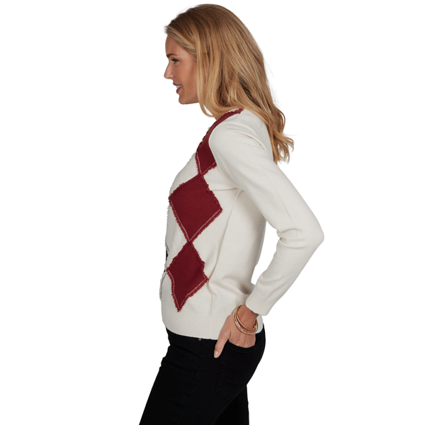 Womens Emaline Country Code Long Sleeve Argyle Sweater