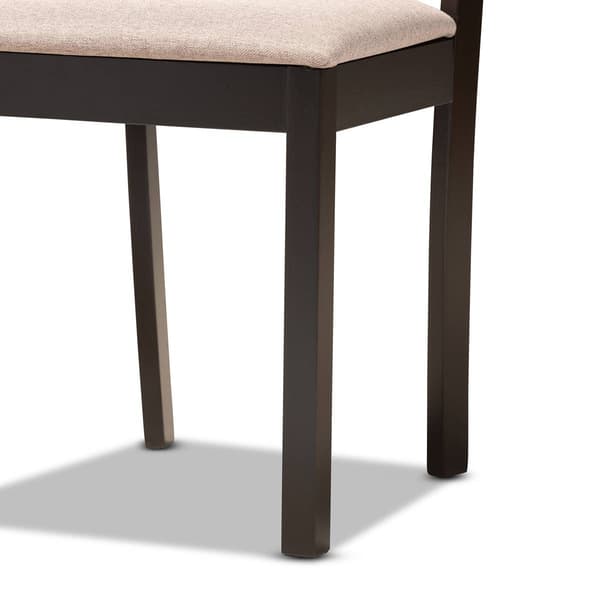 Baxton Studio Morigan Sand Fabric Dark Brown Wood 5pc. Dining Set