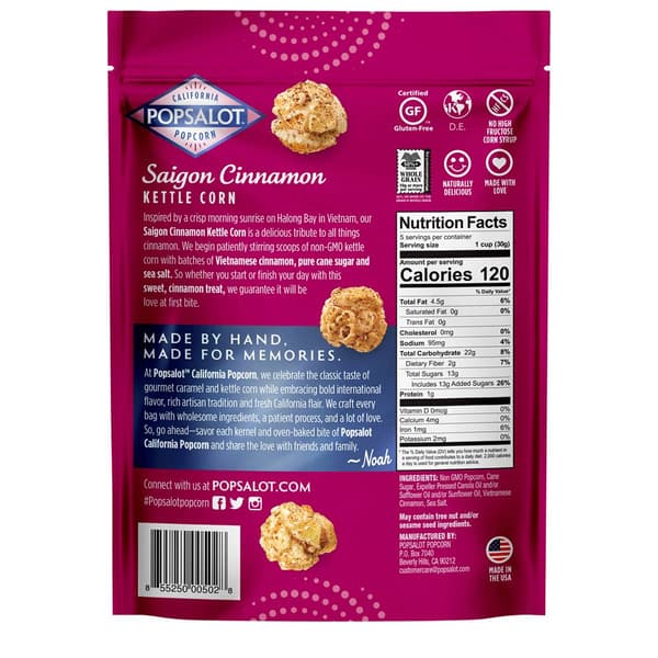 Popsalot&#8482; 6pk. Saigon Cinnamon Kettle Corn Popcorn