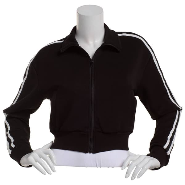 Juniors Love Tree Side Stripe Soft Cropped Zip Up Hoodie - image 