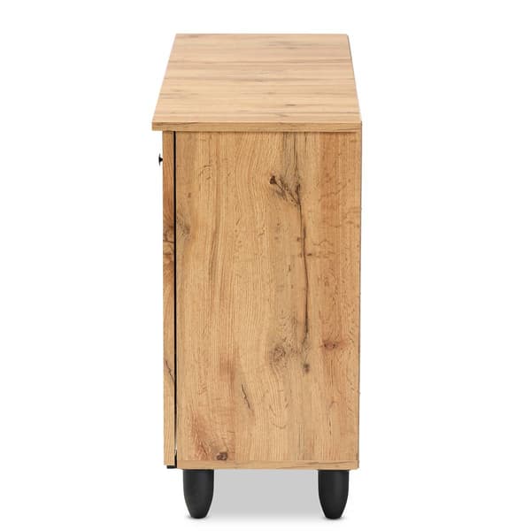 Baxton Studio Winda Oak Brown Wood 3-Door Shoe Cabinet