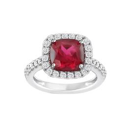 Gemstone Classics&#40;tm&#41; Silver Created Ruby & Sapphire Ring