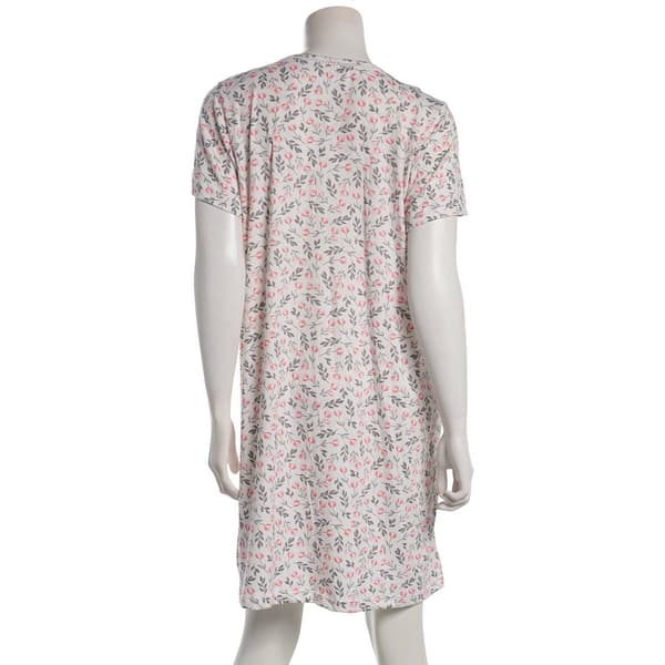 Womens Rene Rofe® Floral Pleated Front V-Neck Nightshirt