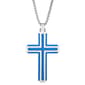 Mens Lynx Stainless Steel with Blue Ion Plating Cross Pendant - image 1