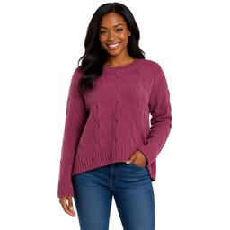 Juniors Pink Rose Chenille Cable Seed Step Hem Tunic