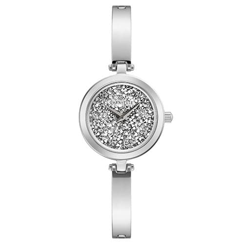 Womens Caravelle Crystal Silver-Tone Bangle Watch - 43L211